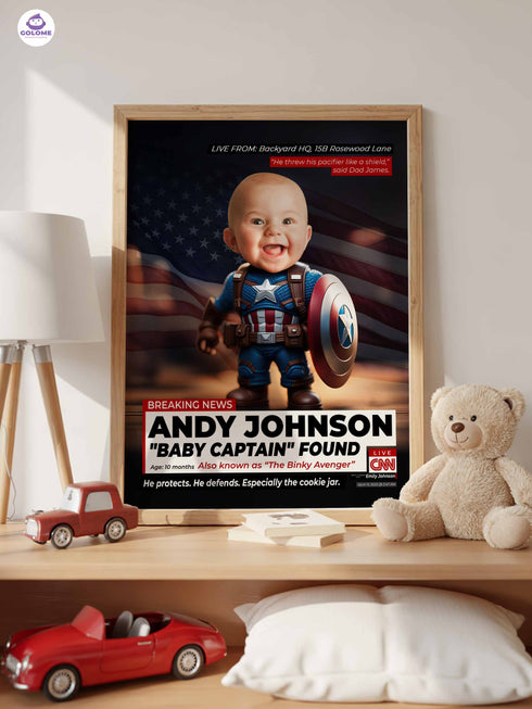 Custom Baby News Poster – Personalized Baby Captain Wall Art